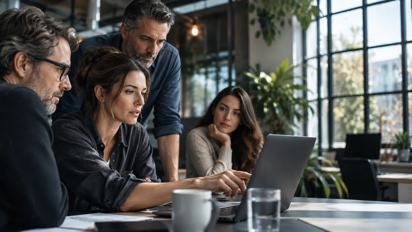 Colleagues reviewing a shared screen